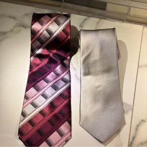 Sophisticated Maroon and Silver Tie Set